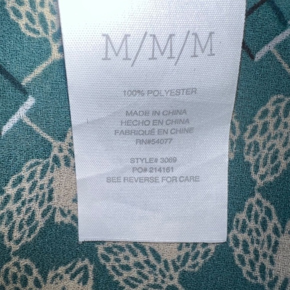 CAbi EUC Jade Green Print Top Spring Prick Blouse Medium #3069 Vacation Travel - Picture 6 of 9